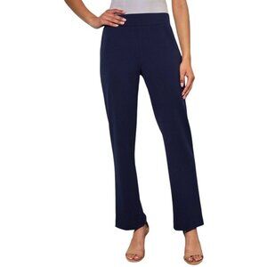 Ming Wang Womens Classic Knit Pull On Ankle Pants Size L Petite Navy Capsule